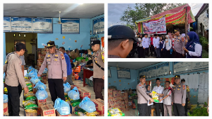 Polres Tanjab Barat Salurkan 82 Karung Beras Untuk Korban Kebakaran Pasar